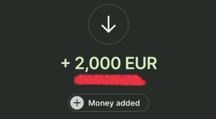 Payment confirmed, +2,000 EUR